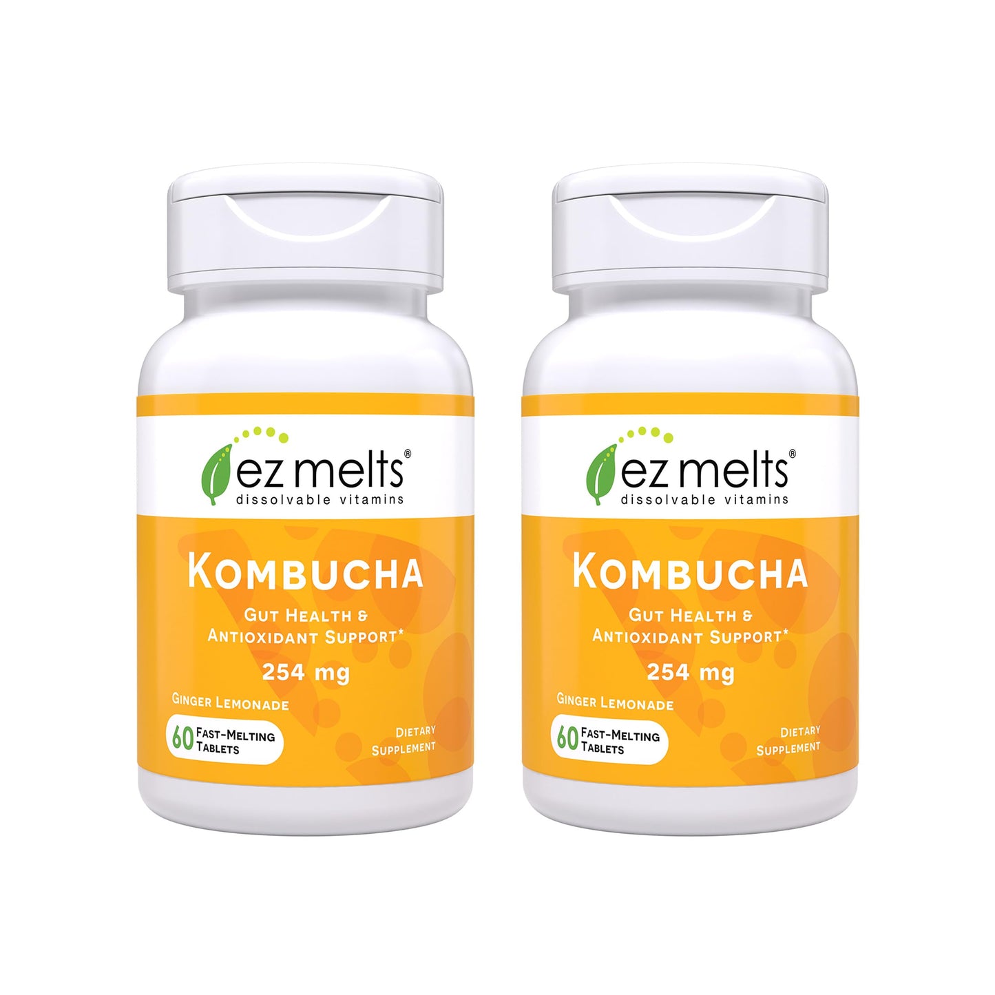 EZ Melts Sugar-Free Kombucha Tablets with SCOBY & ACV – Ginger Lemonade, 2-Pack (2-Month Supply)