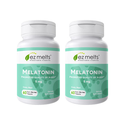 EZ Melts Dissolvable Melatonin 5 mg - Sugar-Free, 2-Month Supply, Cool Mint Flavor - 2 Pack