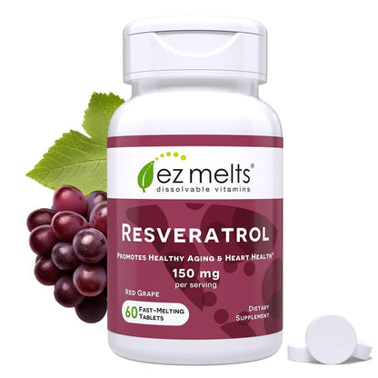 EZ Melts Dissolvable Resveratrol 150 mg – Sugar-Free, 1-Month Supply