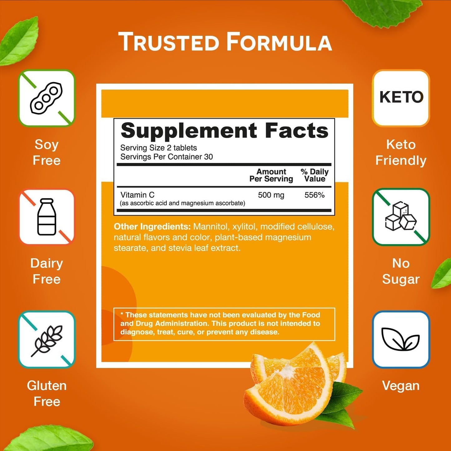 EZ Melts Dissolvable Vitamin C 500 mg – Sugar-Free, 2 Pack