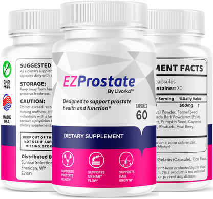 EZ Prostate Supplement 2 Pack - Capsules for Men (120 Count)