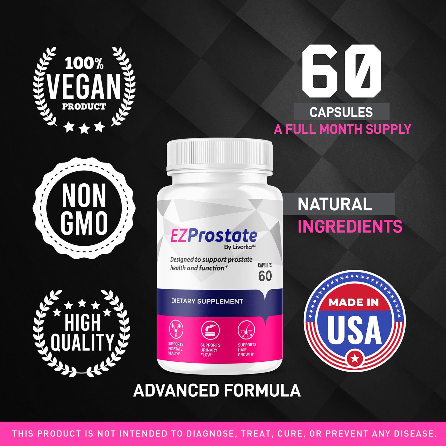 EZ Prostate Supplement 2 Pack - Capsules for Men (120 Count)