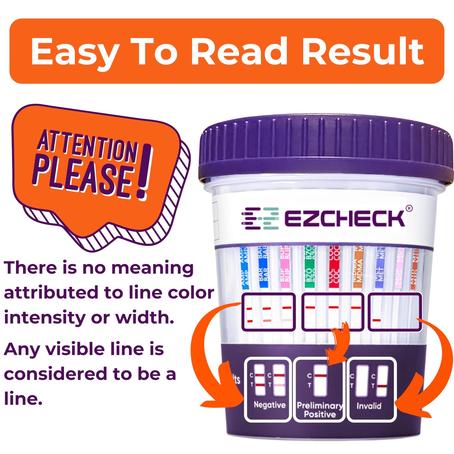 1 Test Cup | 14-Panel EZCHECK Multi-Drug Urine Test Cup – 5-Min At-Home Results | FSA/HSA Eligible