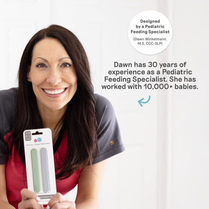 ezpz Baby-Led Toothbrush + Tongue Depressor Dual Pack (Pewter) – 100% Silicone Toothbrush & Silicone/Stainless Steel Tongue Depressor