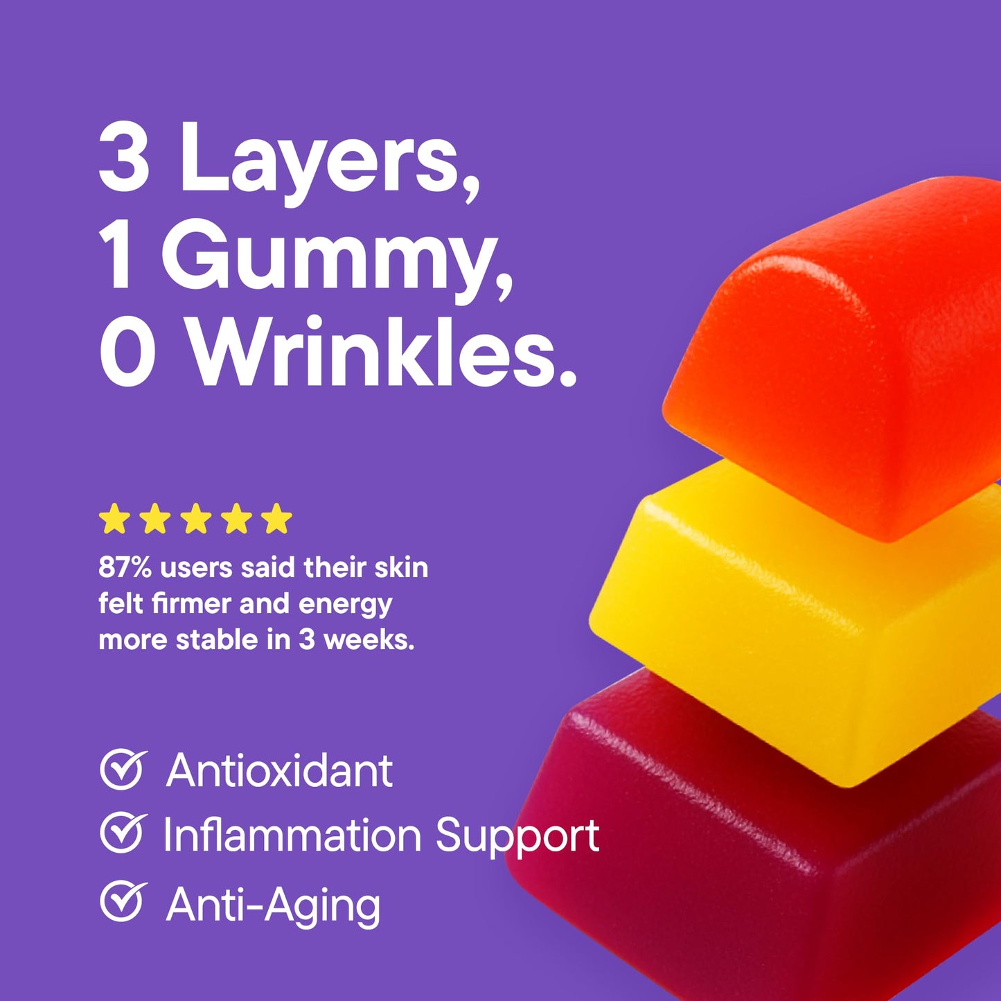 EZZDAY Triple Anti Solution - 3-Layer Anti-Aging Collagen Gummies (60 Count)