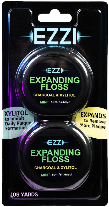 EZZI Woven Expanding Dental Floss | Mint, Charcoal & Xylitol | 109 Yards