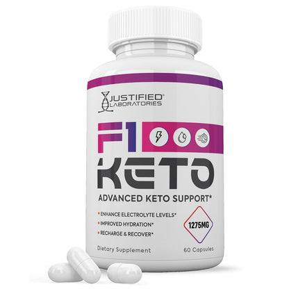Justified Laboratories F1 Keto Pills 1275MG – New & Improved Formula | 60 Capsules