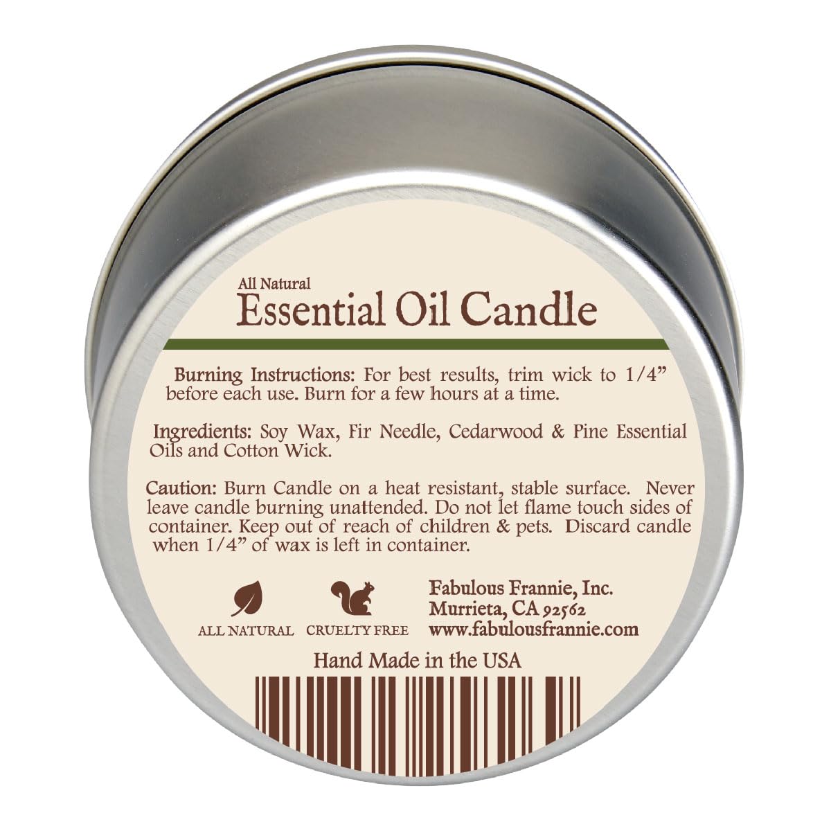 Fabulous Frannie Woods All-Natural Soy Candle – 6 oz, Cedarwood, Pine Needle & Fir Needle Oils, Cotton Wick, 40 Hours Burn Time – Gift for Women & Men