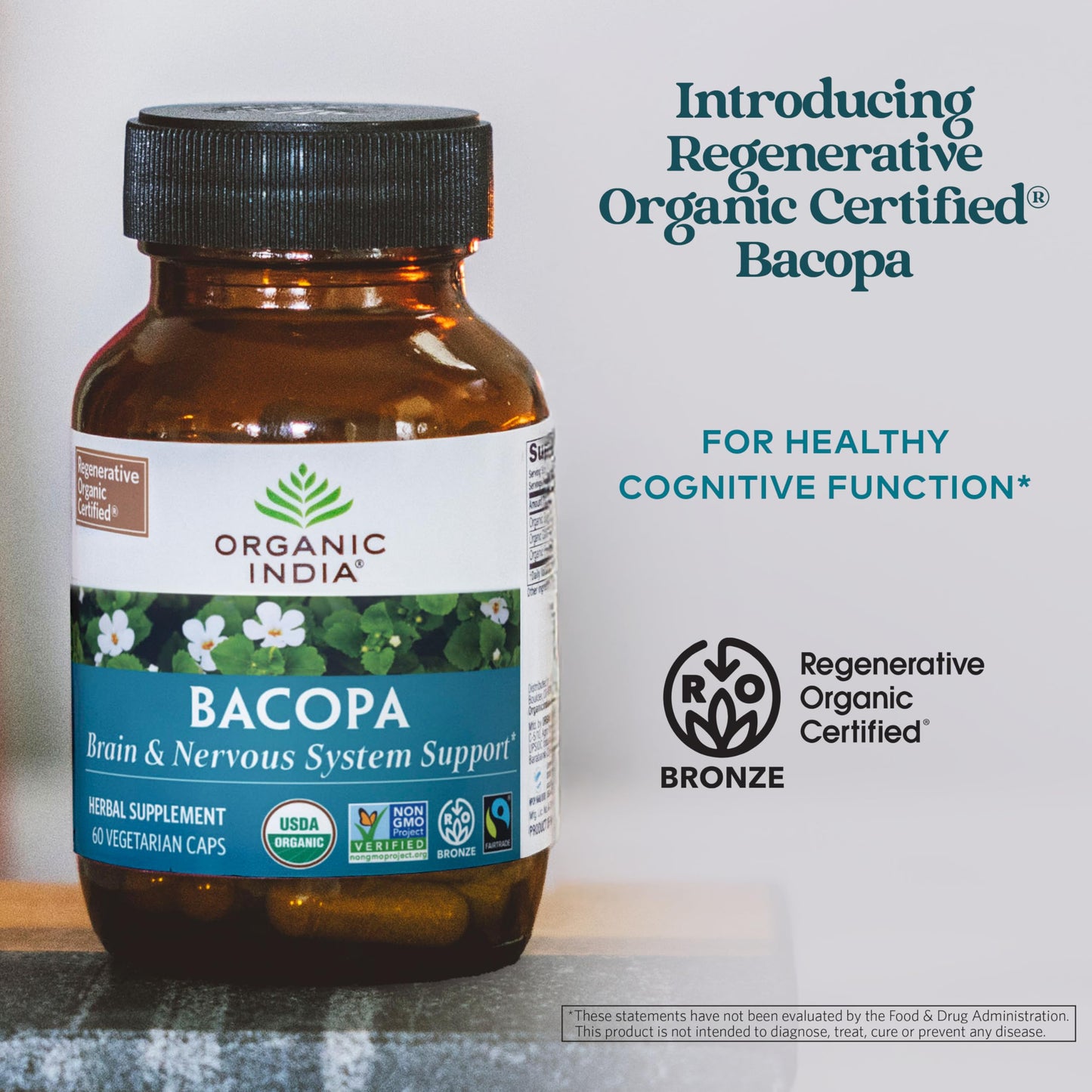 Organic India Bacopa Monnieri – Brain, Memory & Focus | 60 Vegan Capsules