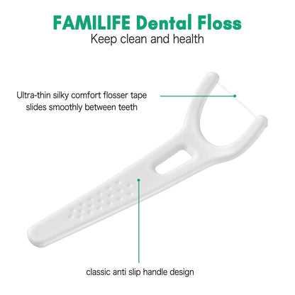 FAMILIFE Unwaxed Dental Floss Picks – Unflavored, Fluoride-Free, 120 Count (4 Travel Cases)