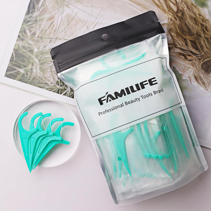 FAMILIFE Mint Floss Picks – 100 Pcs Individually Wrapped Tooth Flossers