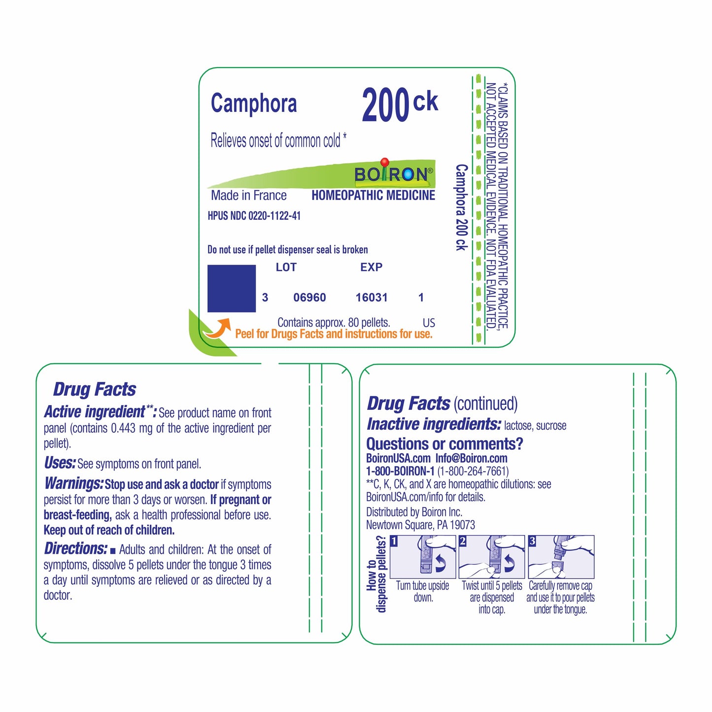Boiron Camphora 200Ck Homeopathic Medicine for Common Cold - 80 Pellets