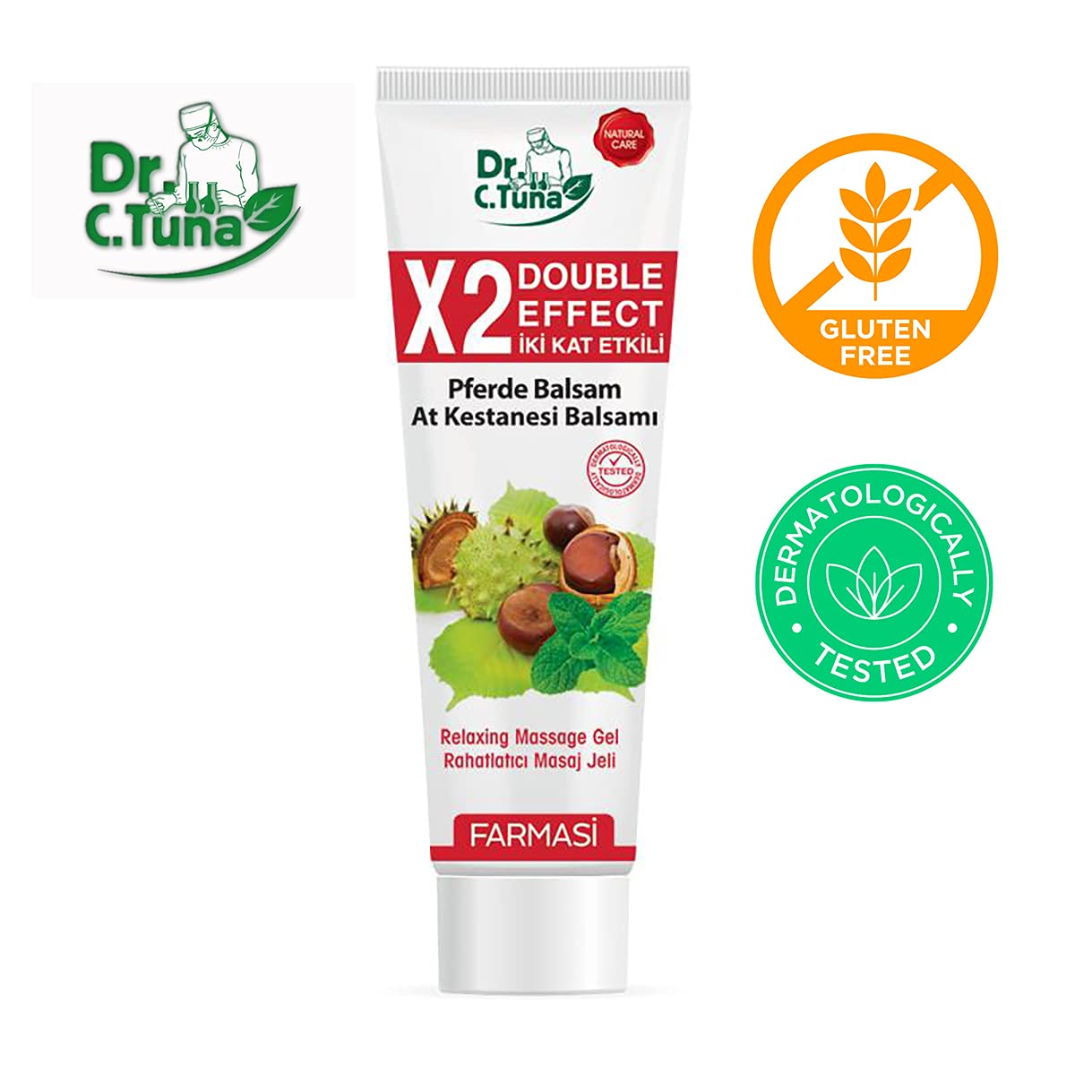 FARMASI Dr. C. Tuna Massage Gel – Horse Chestnut, St. John's Wort, Peppermint, Menthol, Arnica & Rosemary Extracts (8.45 fl oz)