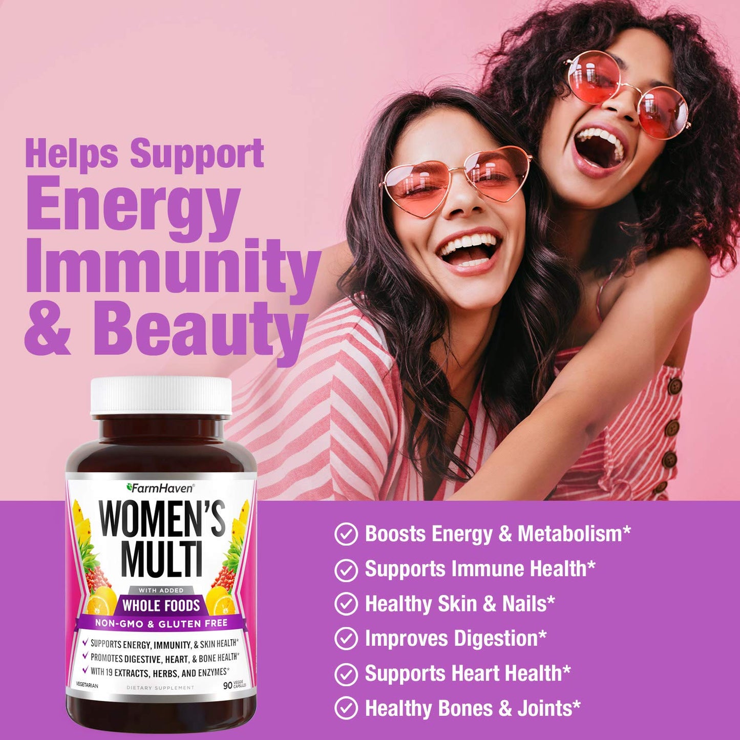 FarmHaven Women's Multivitamin | 22 Essential Nutrients & Whole Food Formula | 90 Capsules