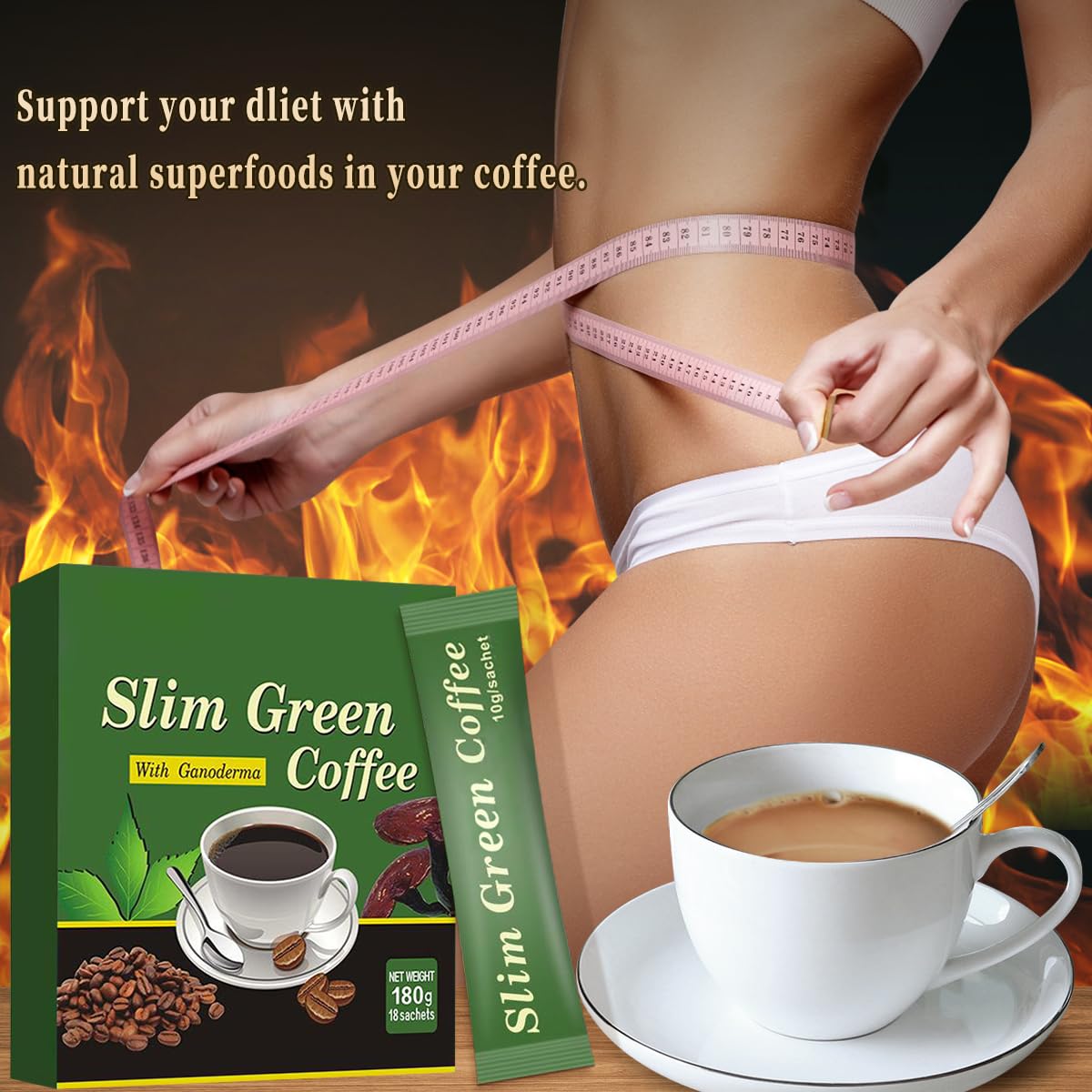 Premium Green Coffee Bean Extract Powder - Gluten-Free | FARWIX 180g (18 Sachets)