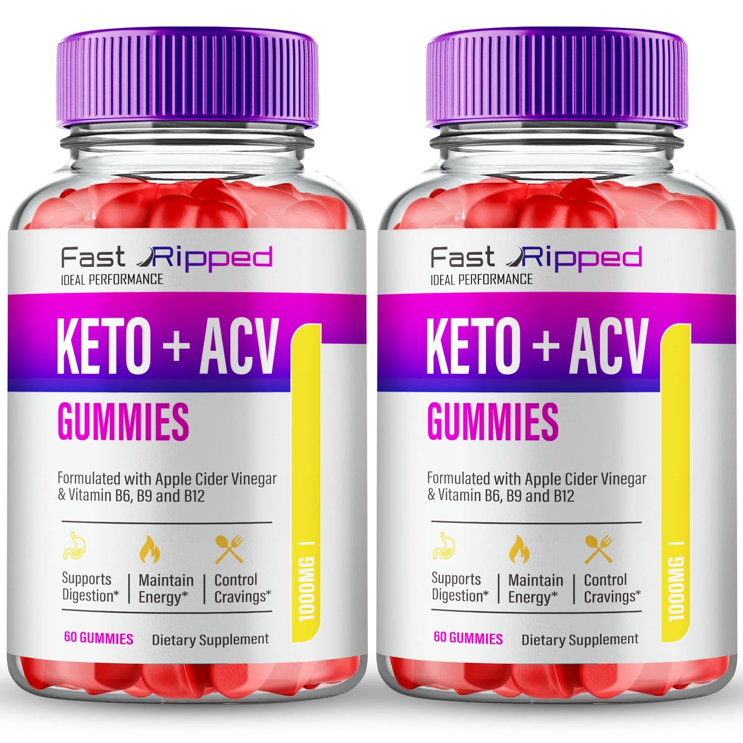 Fast Ripped Keto ACV Gummies – 1000MG Maximum Strength (2 Pack)