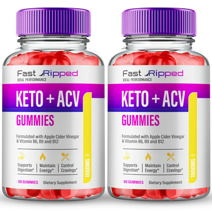 Fast Ripped Keto ACV Gummies – 1000MG Maximum Strength (2 Pack)