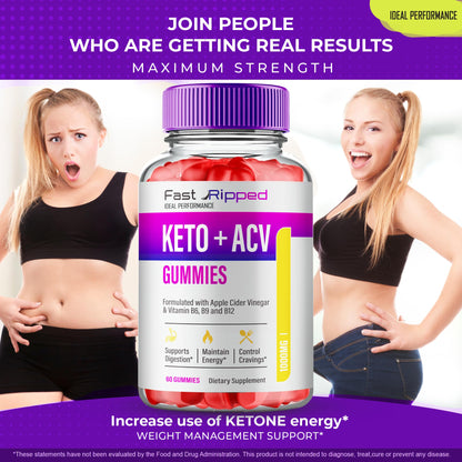 Fast Ripped Keto ACV Gummies – 1000MG Maximum Strength (2 Pack)