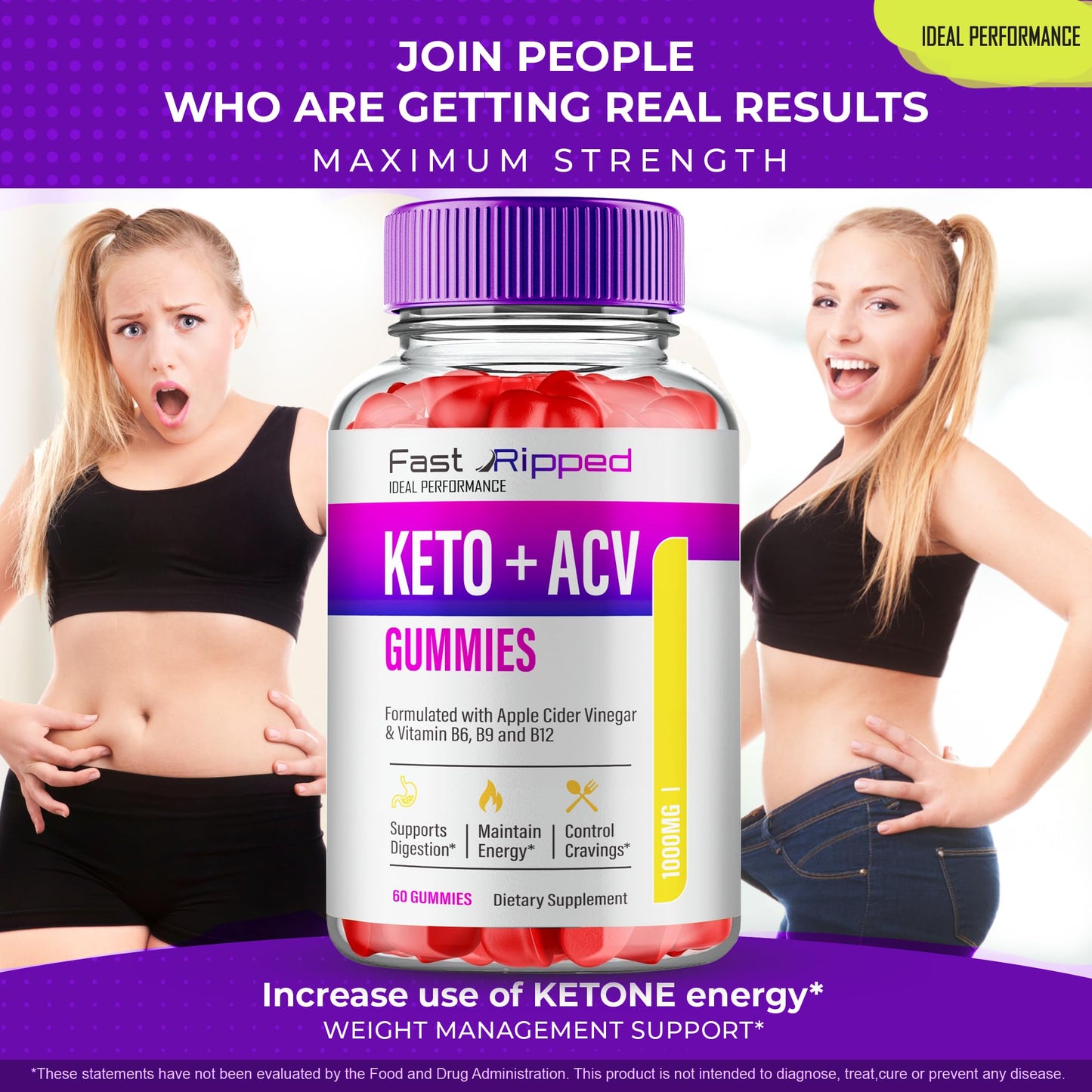 Fast Ripped Keto ACV Gummies 1000MG – Maximum Strength Keto + ACV Gummies