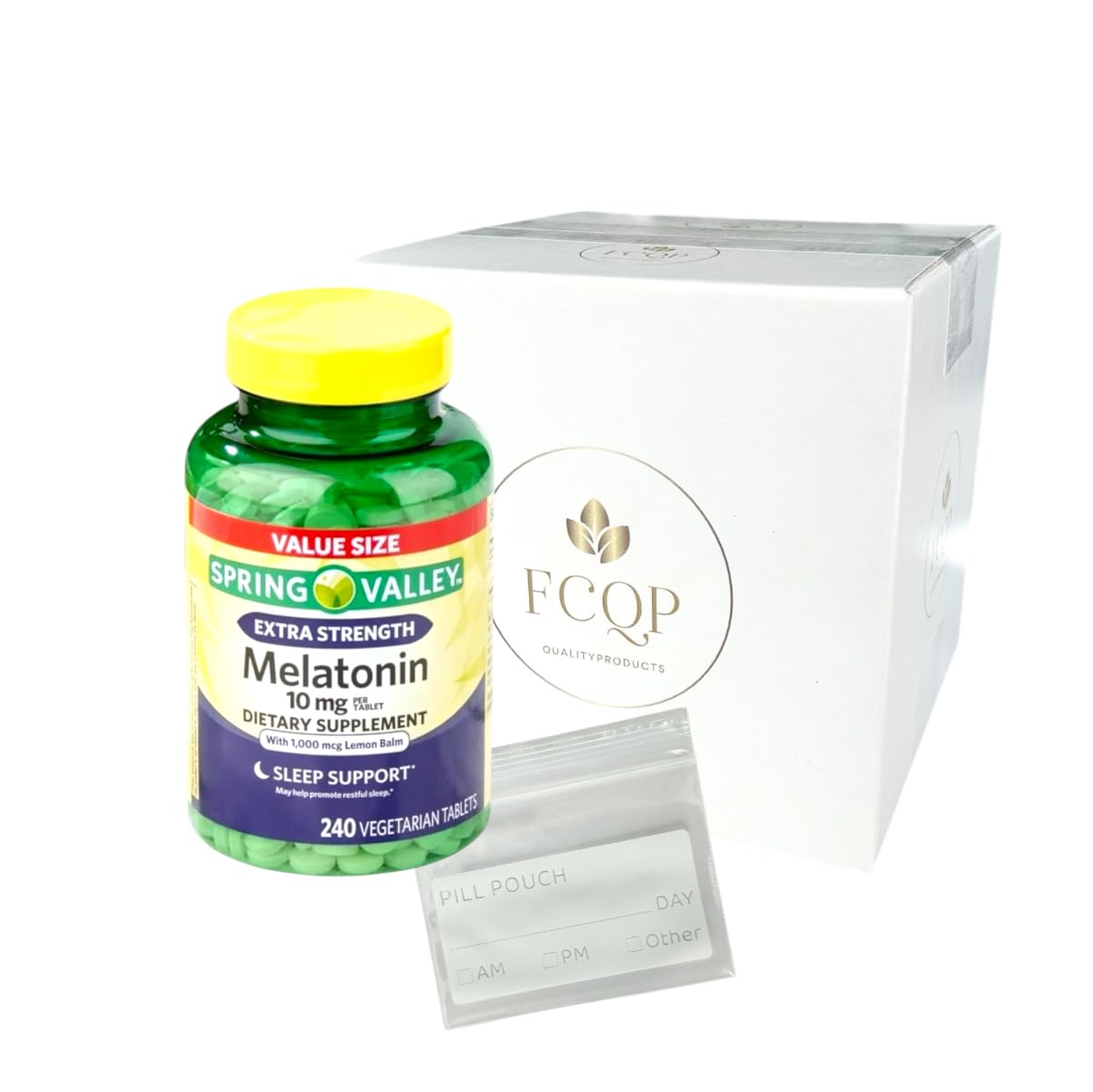 FCQP Spring Valley Extra Strength Melatonin 10 mg with Lemon Balm – Sleep Support, 240 Vegetarian Tablets