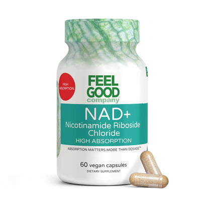 FeelGood NAD+ Nicotinamide Riboside Chloride Supplement – High Absorption, 60 Vegan Capsules | Supports Cellular Health & Energy