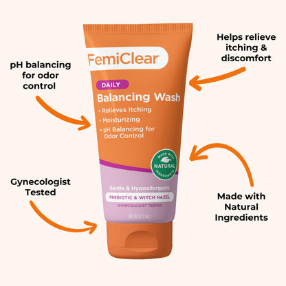 FemiClear Soothing Daily Feminine Wash | Gentle, pH-Balancing Cleanser for Sensitive Skin (6 fl oz)