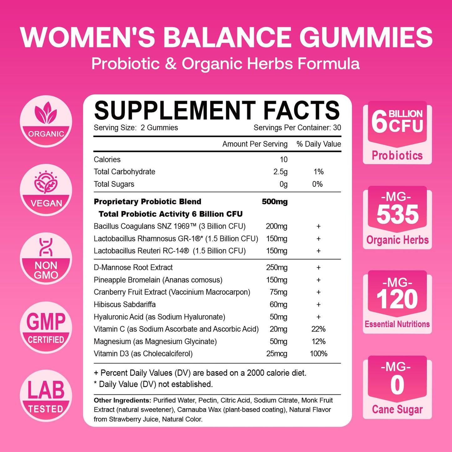 Feminine Balance Gummies for Women, Premium Ph Balance Gummies with Probiotic for Vaginal Flora Balance, Immune Support Supplement, Gluten-Free, Strawberry Flavor with Liquid Filled, 120 Count