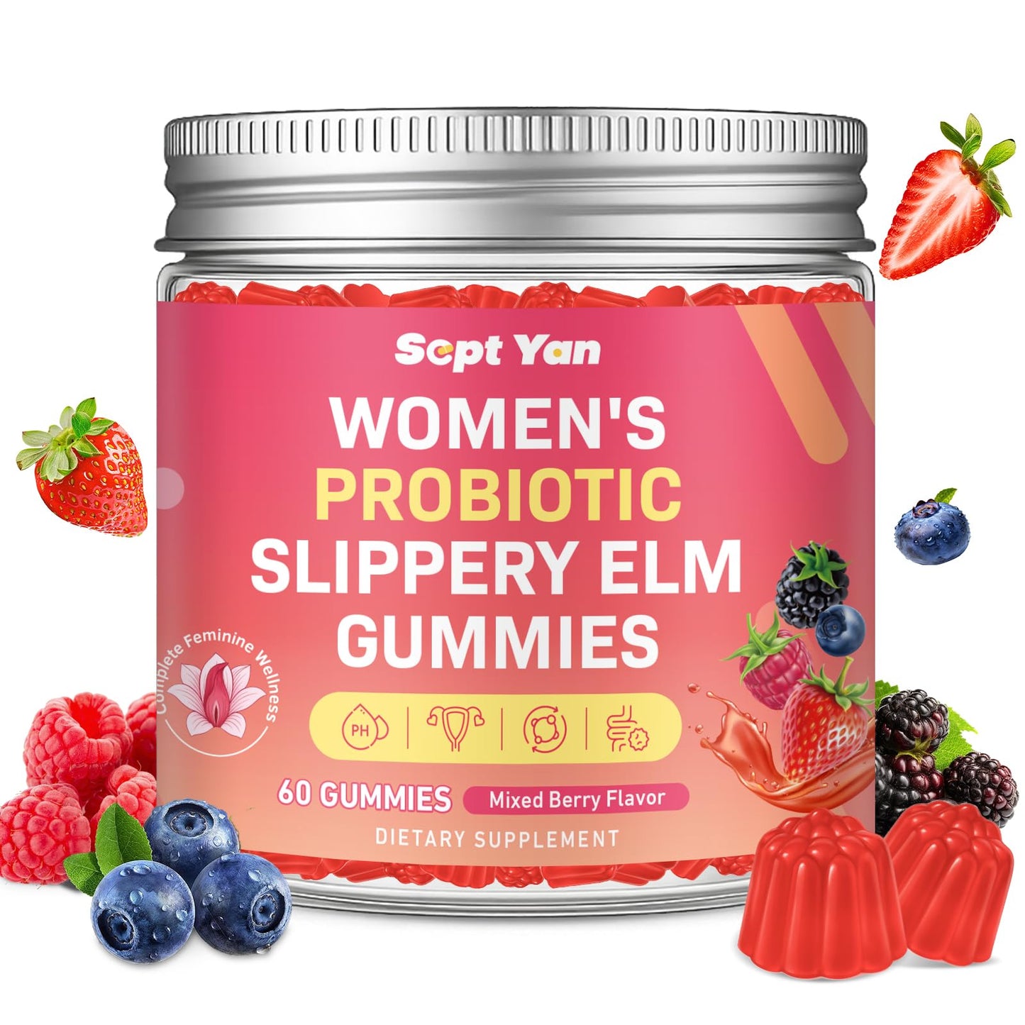 Feminine Probiotic Slippery Elm Gummies with DIM for Women | pH Balance & Gut Health