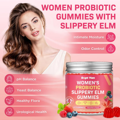 Feminine Probiotic Slippery Elm Gummies with DIM for Women | pH Balance & Gut Health