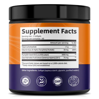 Femmetra Pumpkin Seed Oil with Saw Palmetto Capsules – 180 Softgels | Hair, Prostate & Urinary Health | Vegan & Non-GMO
