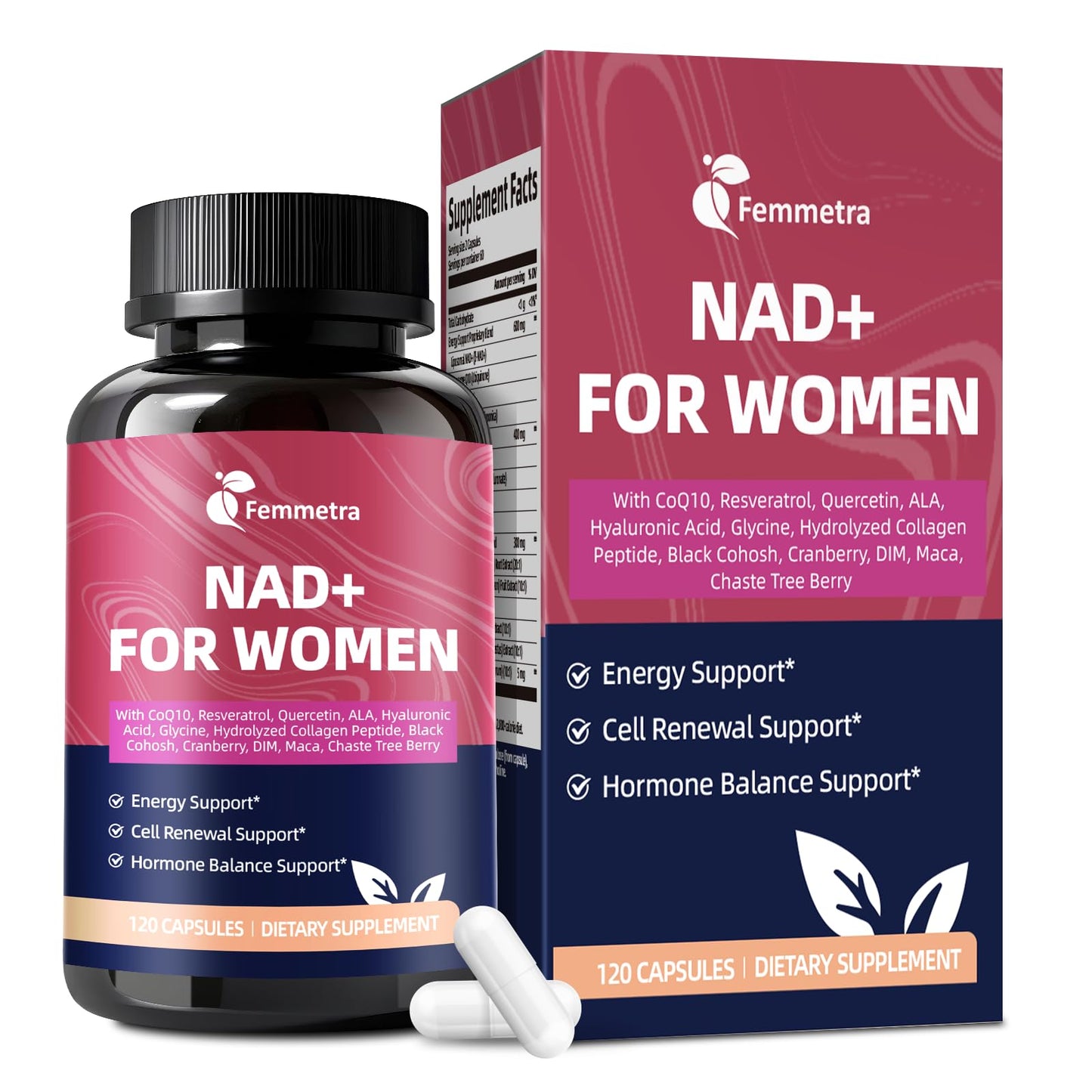 Femmetra NAD+ Supplements for Women – Hormone Balance, Energy & Anti-Aging (120 Caps)
