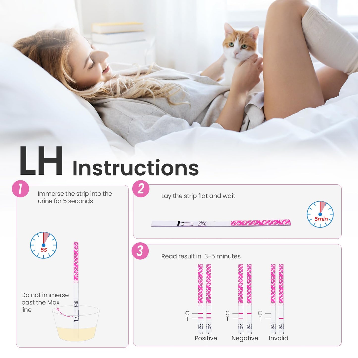 Femometer Home LH & HCG Test Strip Kit – 50 Ovulation, 20 Pregnancy Strips, 99% Accurate