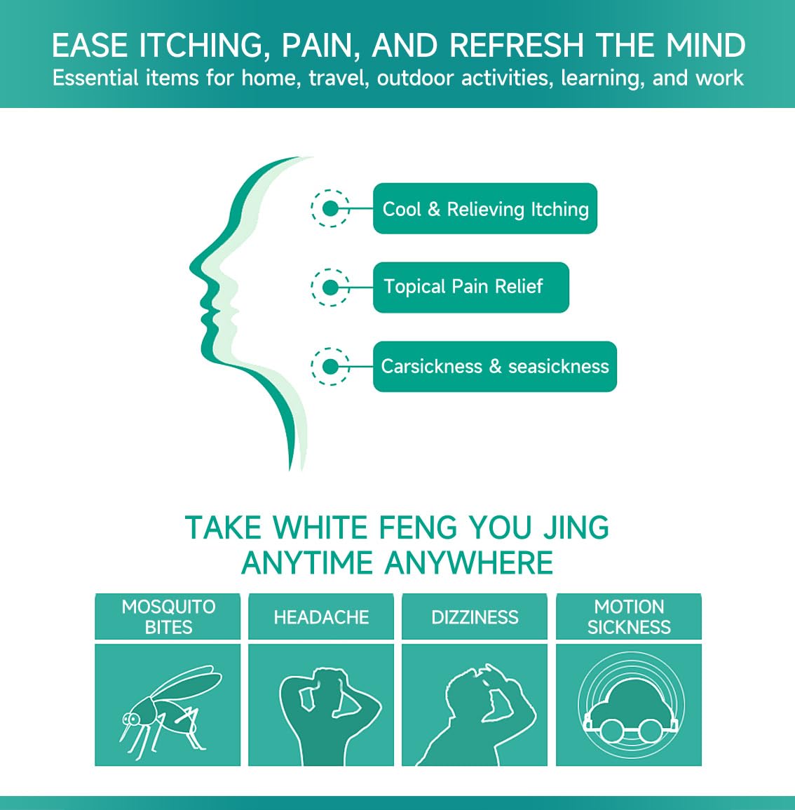 Feng You Jing 0.4 fl oz (12 mL) | External Analgesic Topical Oil for Dizziness, Carsickness & Itching