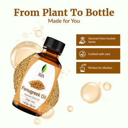 SVA Fenugreek Seed Oil 1 Fl Oz | 100% Natural Cold-Pressed Carrier Oil