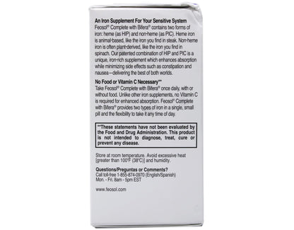 Feosol Complete Iron Supplement – Bifera HIP & PIC, 30 Caplets, Pack of 3