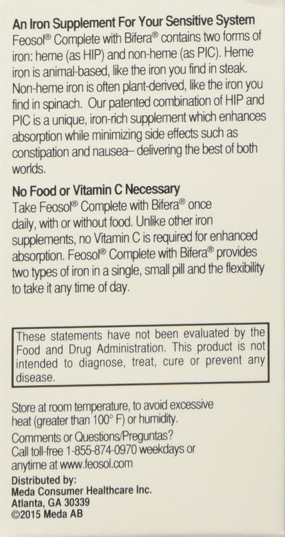 Feosol Complete with Bifera Iron 30 Caplets (3 Pack) | Iron Supplement