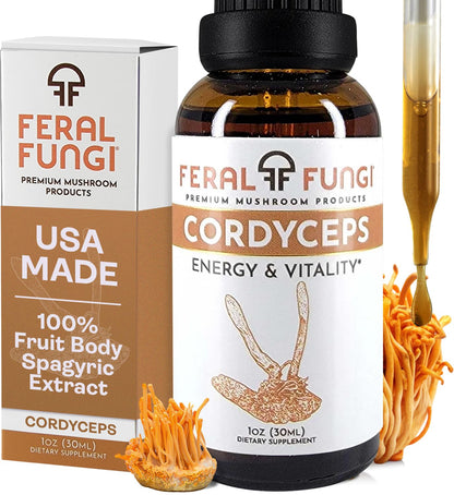 Feral Fungi Cordyceps Tincture – 100% Pure Mushroom Extract (USA Grown) 1 oz
