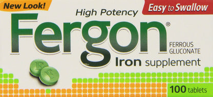 Fergon Iron Supplement – Iron Tablets, 100 Count (Pack of 3)