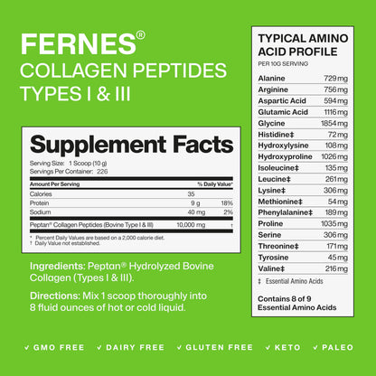 Fernes Collagen Powder 5LB – Type I & III, Flavorless & Odorless