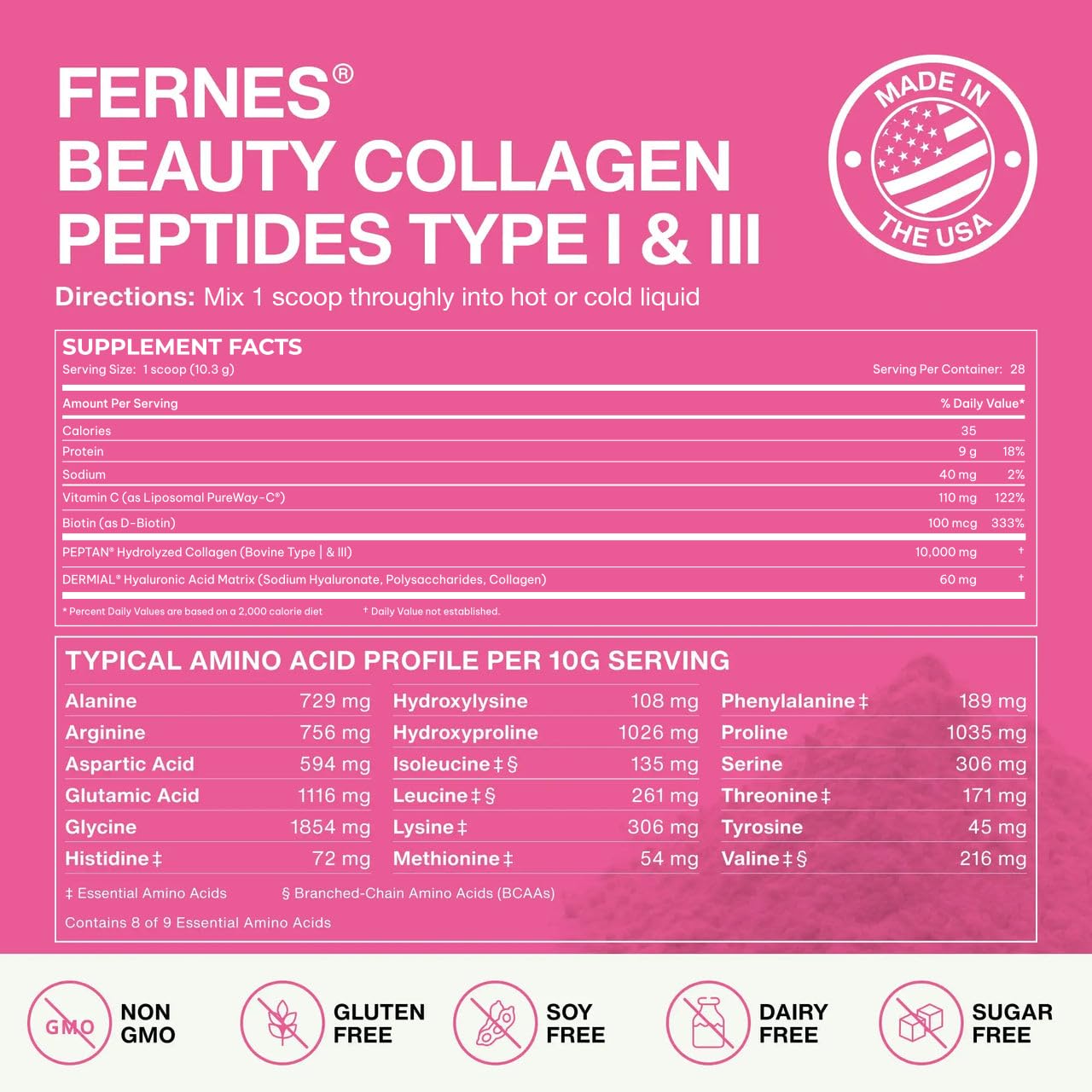 Advanced Collagen Peptides for Women – Grass-Fed Type I & III, 10g per Scoop, Unflavored