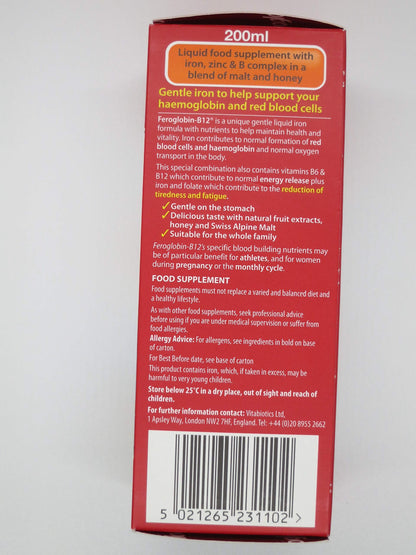 Feroglobin Vitabiotics Iron & B12 Liquid Supplement 200ml