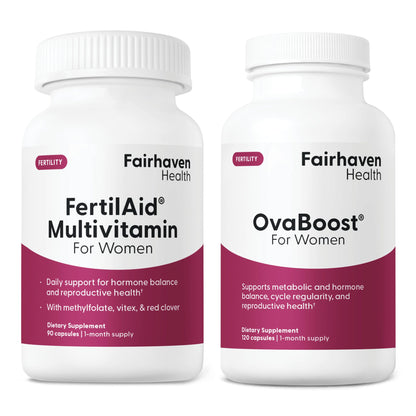 FertilAid for Women & Ovaboost Combo – Fertility Supplements (Ovulation & Egg Quality)