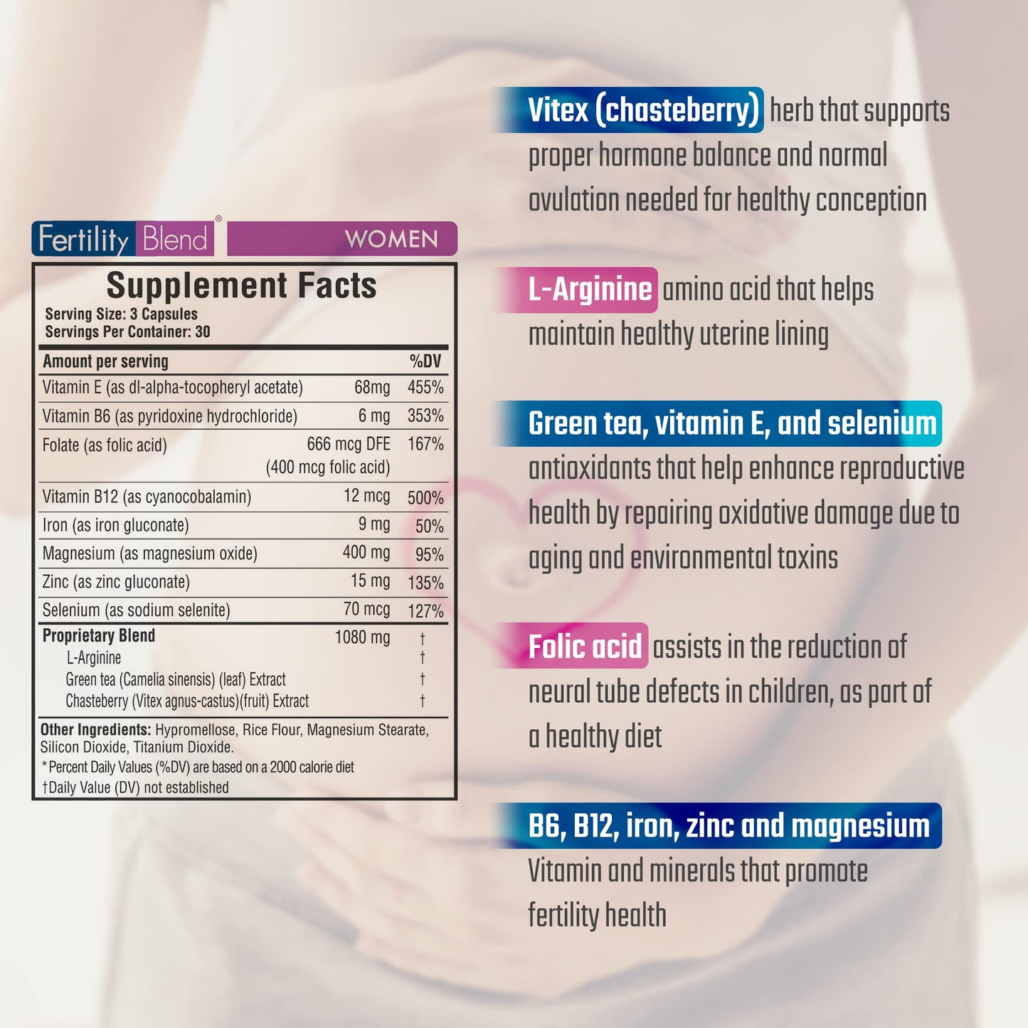 Fertility Blend Daily Wellness for Women — 3 Pack Fertility Supplements for Conception & Cycle Support
