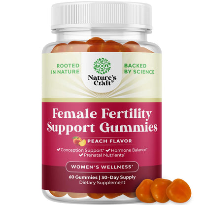 Fertility Gummies for Women Trying to Conceive - Yummy Gummy Juicy Peach (30 Servings) | Vegan, Non-GMO & Gluten Free