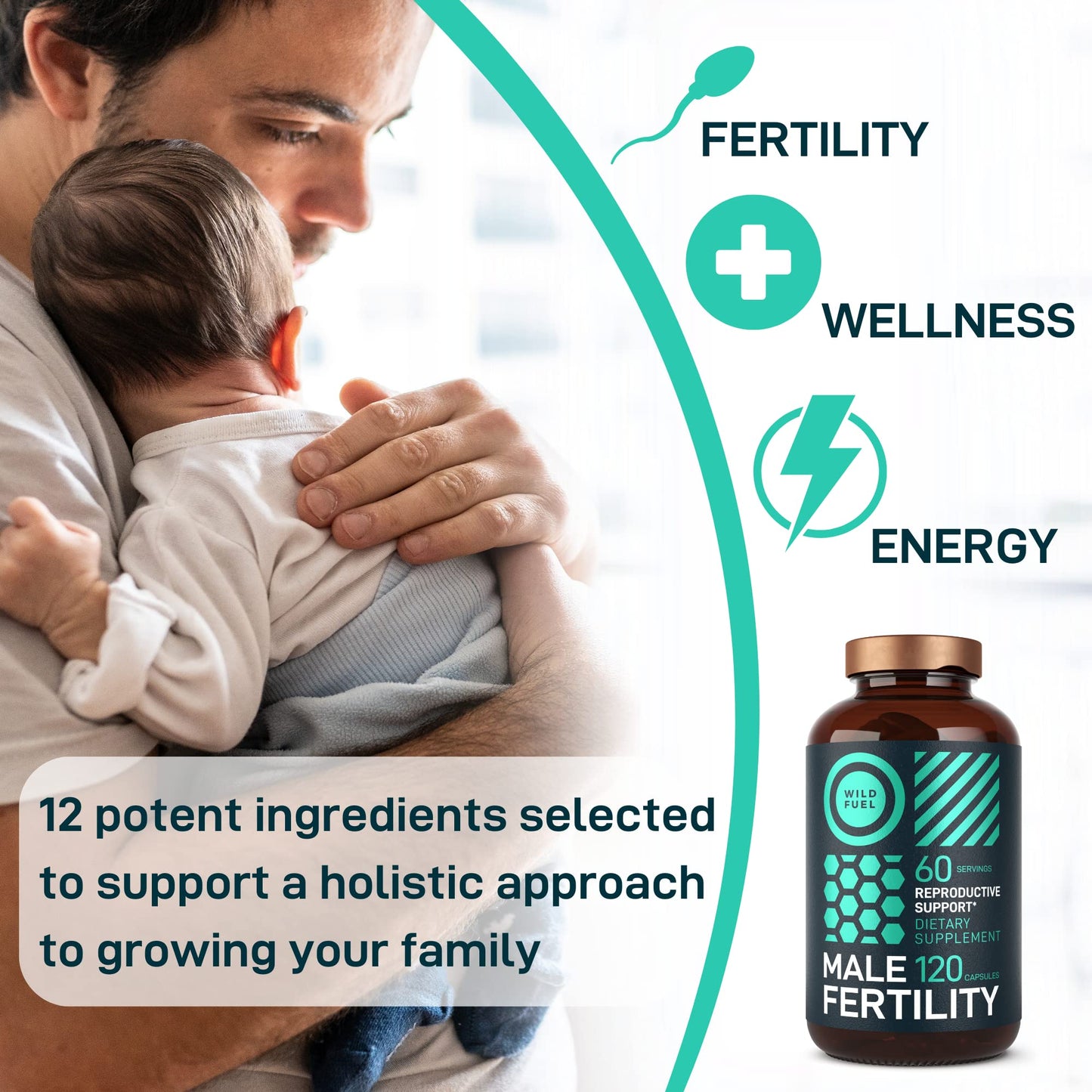 Fertility Supplements for Men – Prenatal Vitamin with Maca, Ashwagandha & Zinc | 120 Caps