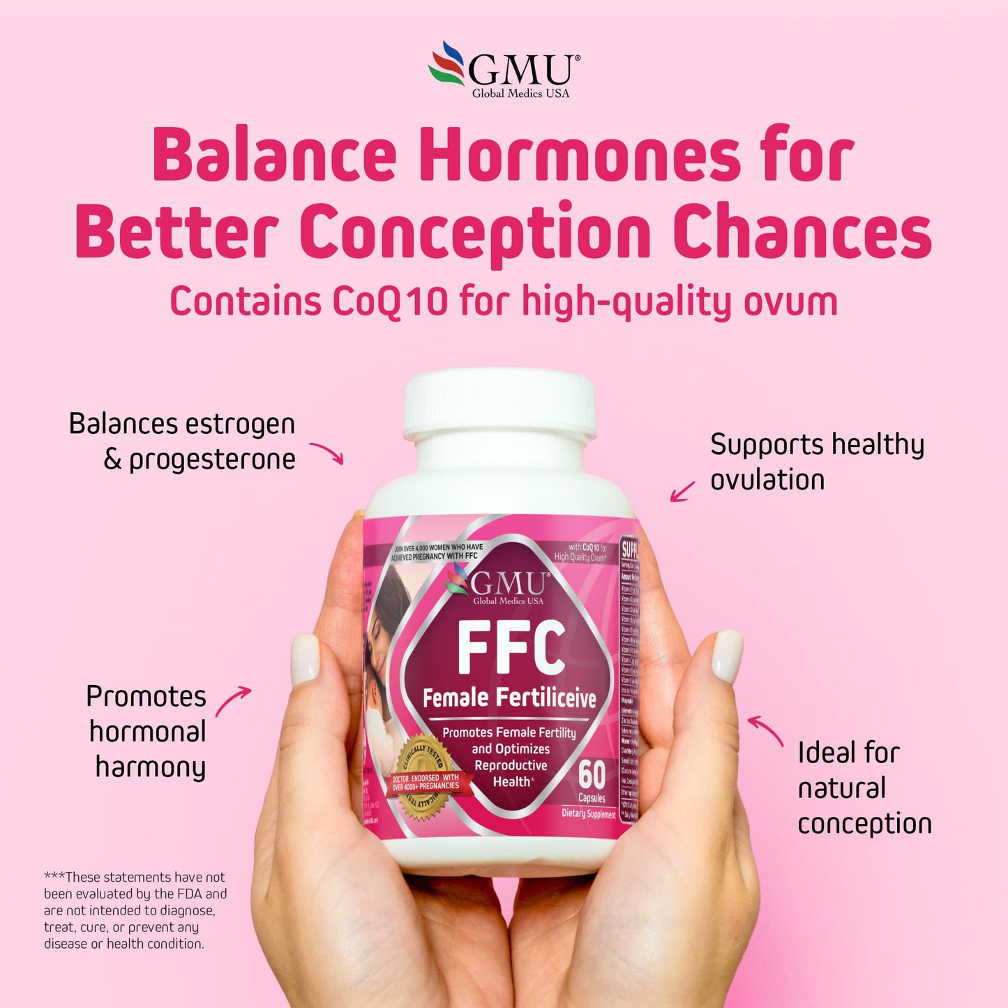 FFC Female Fertiliceive -Clinically Tested Hormonal Support Formula |65% Pregnancy Rate in 3 Months |4,000+ Real-World & 500+ Doctor-Verified Pregnancies |Supports Ovulation & Egg Health | Halal
