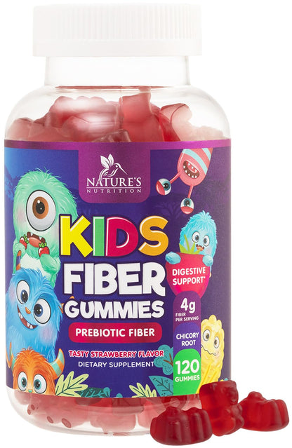 Fiber Gummies for Kids – 4g Daily Prebiotic Fiber Supplement | Plant-Based, Non-GMO, 120 Gummies