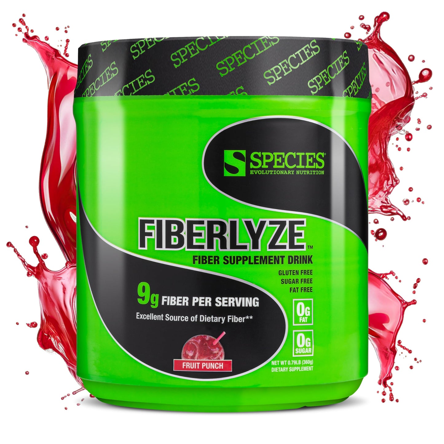 Fiberlyze Psyllium Fiber Supplement – Species Nutrition, Fruit Punch, 30 Servings