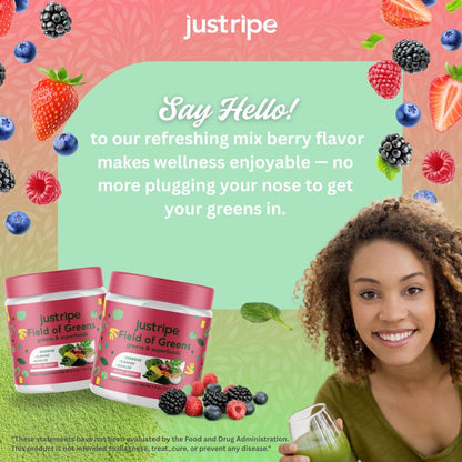 Field of Greens Superfood Powder - Organic Spirulina, Beet Root, Probiotic, Mixed Berry