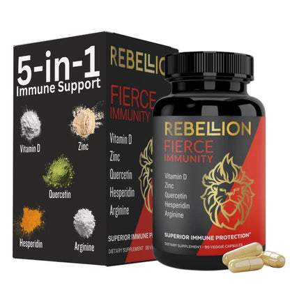 5-in-1 Fierce Immunity for Adults | Immune Support (90 Capsules) – Vitamin D, C, Zinc